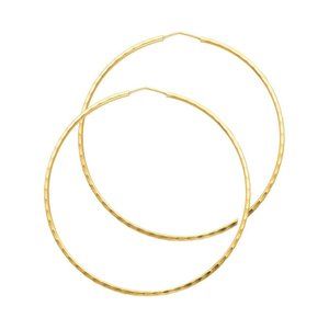 1.5mm 14k Solid Yellow Gold Hoop Earrings 1.5 inches